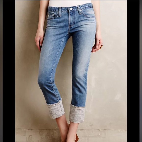 AG Adriano Goldschmied Stevie Embroidered Cuff Jeans - Picture 1 of 7